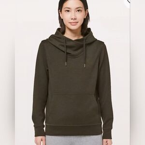 Lululemon City Sleek Hoodie Size 4 Dark Olive Cozy Athleisure Warm Layering
